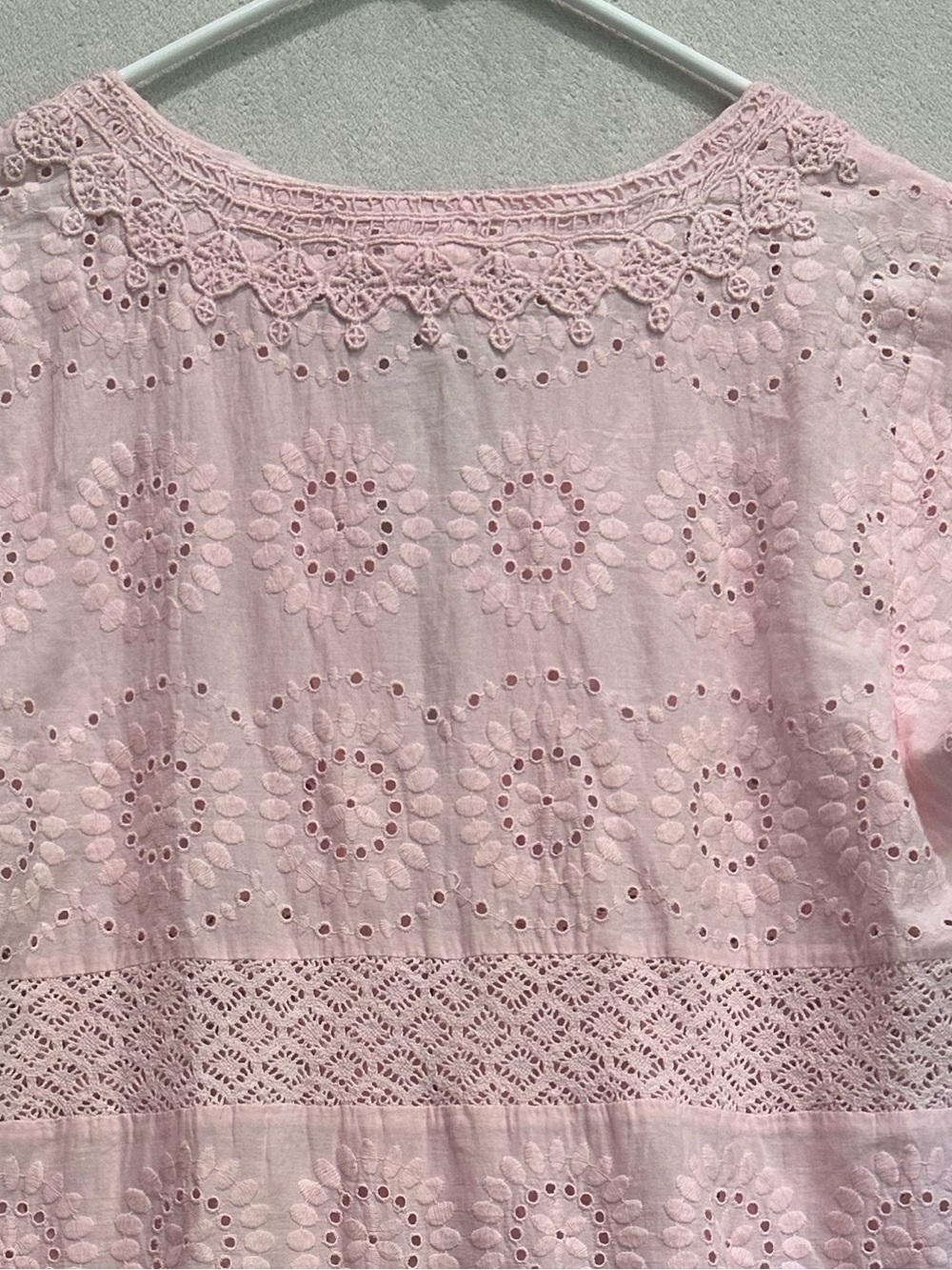 Calypso St. Barth Rondinara Pink Eyelet Crochet Tunic Dress - Women Sz M Resort - Picture 11 of 16